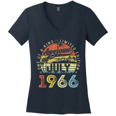 57 Year Old Awesome Since July 1966 57th Birthday Women's V-Neck T-Shirt