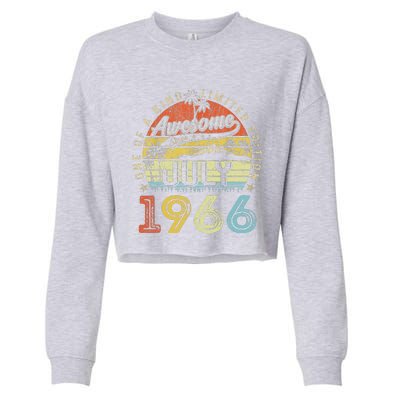 57 Year Old Awesome Since July 1966 57th Birthday Cropped Pullover Crew