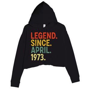 50 Year Old Legend Since April 1973 50th Birthday Crop Fleece Hoodie