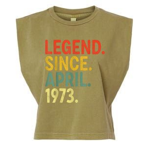 50 Year Old Legend Since April 1973 50th Birthday Garment-Dyed Women's Muscle Tee