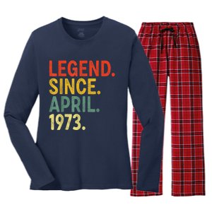 50 Year Old Legend Since April 1973 50th Birthday Women's Long Sleeve Flannel Pajama Set 