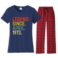 50 Year Old Legend Since April 1973 50th Birthday Women's Flannel Pajama Set