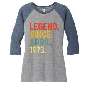 50 Year Old Legend Since April 1973 50th Birthday Women's Tri-Blend 3/4-Sleeve Raglan Shirt