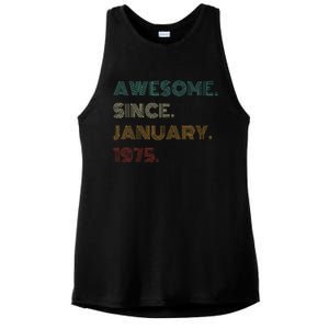 50 Years Old Awesome Since January 1975 50th Birthday Gift Ladies PosiCharge Tri-Blend Wicking Tank