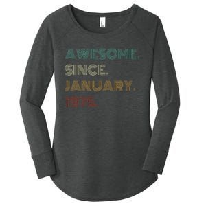 50 Years Old Awesome Since January 1975 50th Birthday Gift Women's Perfect Tri Tunic Long Sleeve Shirt