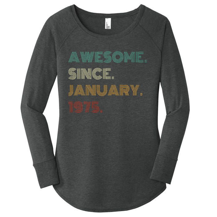 50 Years Old Awesome Since January 1975 50th Birthday Gift Women's Perfect Tri Tunic Long Sleeve Shirt