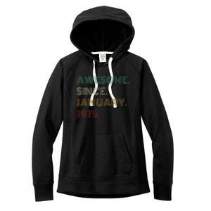 50 Years Old Awesome Since January 1975 50th Birthday Gift Women's Fleece Hoodie