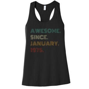 50 Years Old Awesome Since January 1975 50th Birthday Gift Women's Racerback Tank