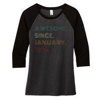 50 Years Old Awesome Since January 1975 50th Birthday Gift Women's Tri-Blend 3/4-Sleeve Raglan Shirt