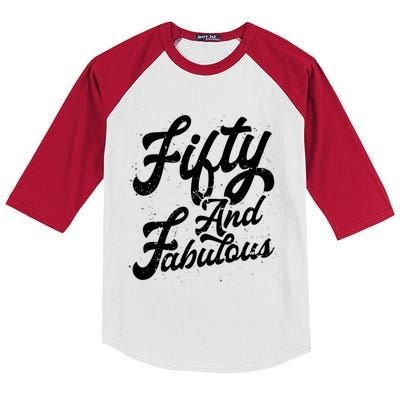 50 Years Old Gift 50 & Fabulous 50th Birthday Kids Colorblock Raglan Jersey