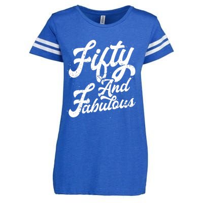 50 Years Old Gift 50 & Fabulous 50th Birthday Enza Ladies Jersey Football T-Shirt