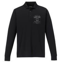 50 Years Old Made In January 1975 Vintage 50th Birthday Gift Performance Long Sleeve Polo