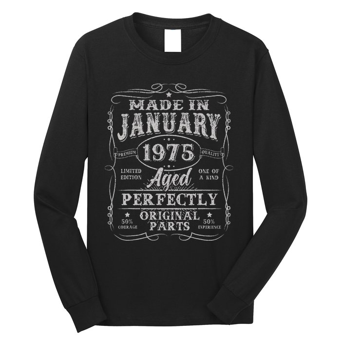 50 Years Old Made In January 1975 Vintage 50th Birthday Gift Long Sleeve Shirt