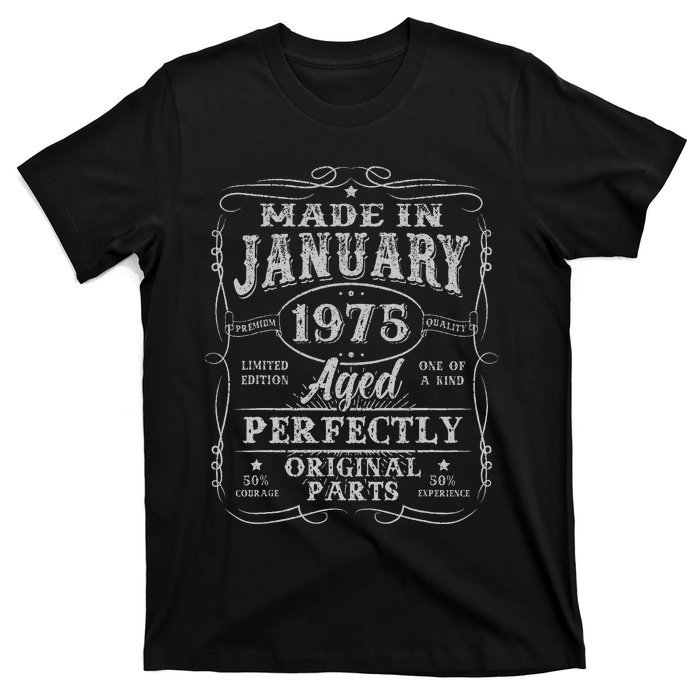 50 Years Old Made In January 1975 Vintage 50th Birthday Gift T-Shirt