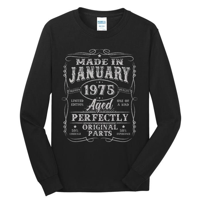 50 Years Old Made In January 1975 Vintage 50th Birthday Gift Tall Long Sleeve T-Shirt