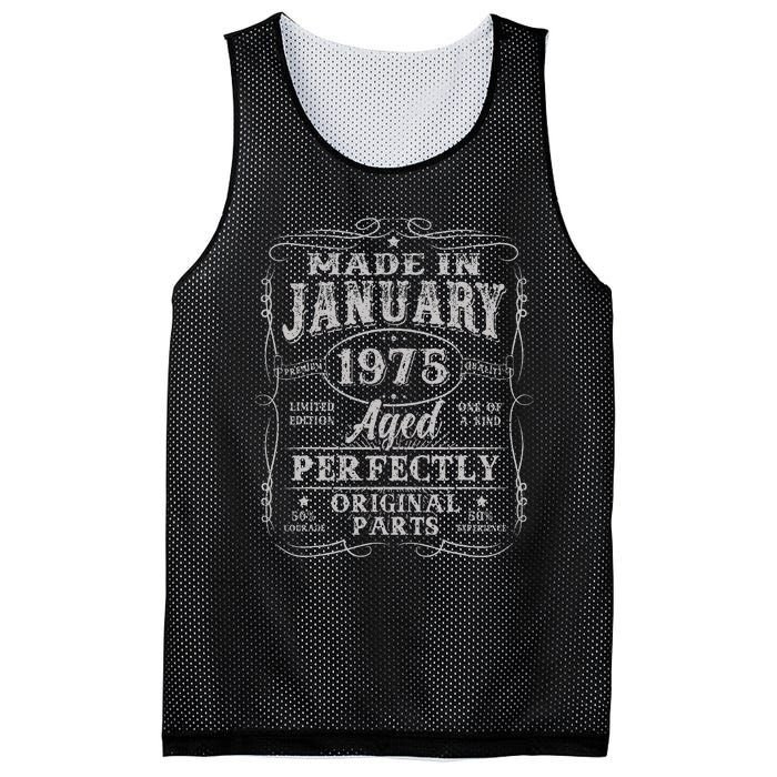 50 Years Old Made In January 1975 Vintage 50th Birthday Gift Mesh Reversible Basketball Jersey Tank