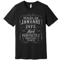 50 Years Old Made In January 1975 Vintage 50th Birthday Gift Premium T-Shirt