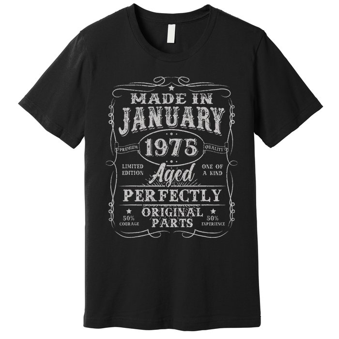 50 Years Old Made In January 1975 Vintage 50th Birthday Gift Premium T-Shirt