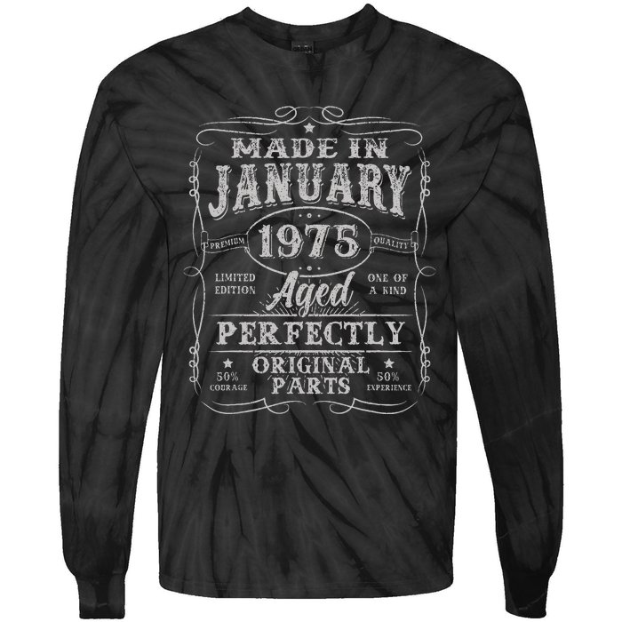 50 Years Old Made In January 1975 Vintage 50th Birthday Gift Tie-Dye Long Sleeve Shirt