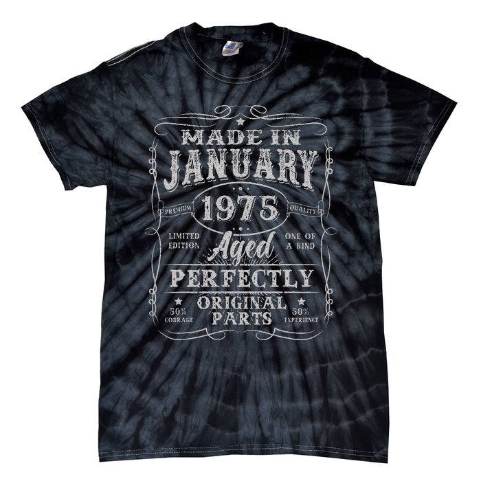 50 Years Old Made In January 1975 Vintage 50th Birthday Gift Tie-Dye T-Shirt