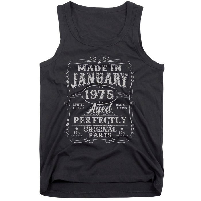 50 Years Old Made In January 1975 Vintage 50th Birthday Gift Tank Top