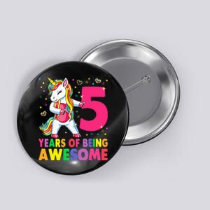 5 Years Old Unicorn Flossing 5th Birthday Girl Unicorn Party Button