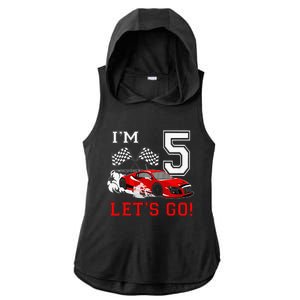 5 Year Old Race Car 5th Birthday Racecar Racing Ladies PosiCharge Tri-Blend Wicking Draft Hoodie Tank