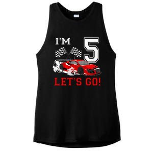 5 Year Old Race Car 5th Birthday Racecar Racing Ladies PosiCharge Tri-Blend Wicking Tank