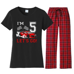 5 Year Old Race Car 5th Birthday Racecar Racing Women's Flannel Pajama Set