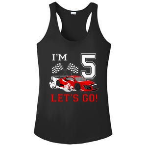 5 Year Old Race Car 5th Birthday Racecar Racing Ladies PosiCharge Competitor Racerback Tank