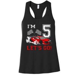 5 Year Old Race Car 5th Birthday Racecar Racing Women's Racerback Tank