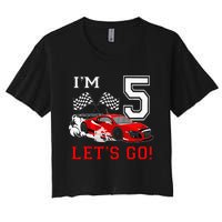 5 Year Old Race Car 5th Birthday Racecar Racing Women's Crop Top Tee