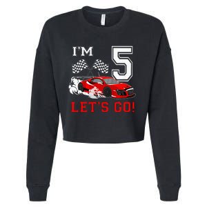 5 Year Old Race Car 5th Birthday Racecar Racing Cropped Pullover Crew