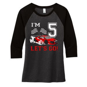 5 Year Old Race Car 5th Birthday Racecar Racing Women's Tri-Blend 3/4-Sleeve Raglan Shirt