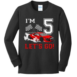 5 Year Old Race Car 5th Birthday Racecar Racing Kids Long Sleeve Shirt