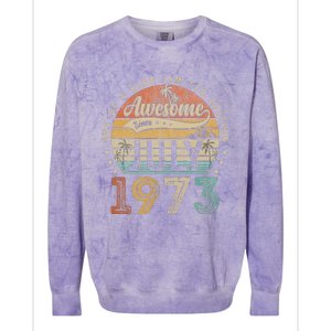 50 Year Old Awesome Since July 1973 50th Birthday Colorblast Crewneck Sweatshirt