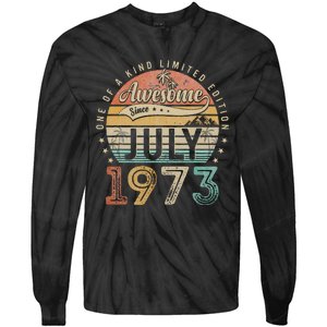 50 Year Old Awesome Since July 1973 50th Birthday Tie-Dye Long Sleeve Shirt