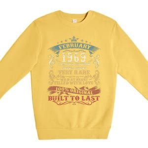 54 Year Old Awesome Since February 1969 54th Birthday Gift Premium Crewneck Sweatshirt