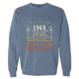 54 Year Old Awesome Since February 1969 54th Birthday Gift Garment-Dyed Sweatshirt