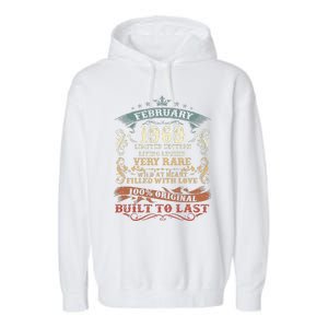 54 Year Old Awesome Since February 1969 54th Birthday Gift Garment-Dyed Fleece Hoodie