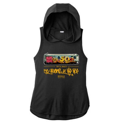 50 Years Of Hip Hop 50th Anniversary Retro Ladies PosiCharge Tri-Blend Wicking Draft Hoodie Tank