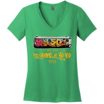 50 Years Of Hip Hop 50th Anniversary Retro Women's V-Neck T-Shirt