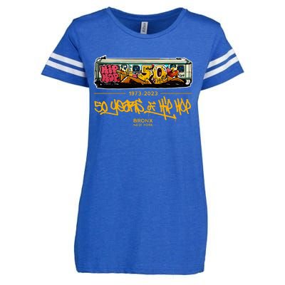 50 Years Of Hip Hop 50th Anniversary Retro Enza Ladies Jersey Football T-Shirt