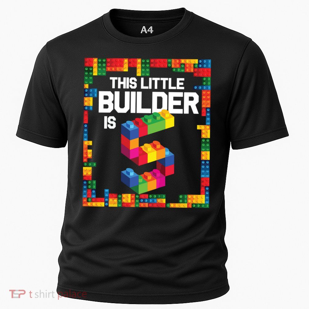 5 Year Old Building Blocks Birthday Brick 5th Gift Cooling Performance Crew T-Shirt