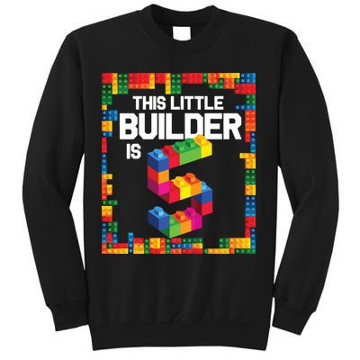 5 Year Old Building Blocks Birthday Brick 5th Gift Sweatshirt