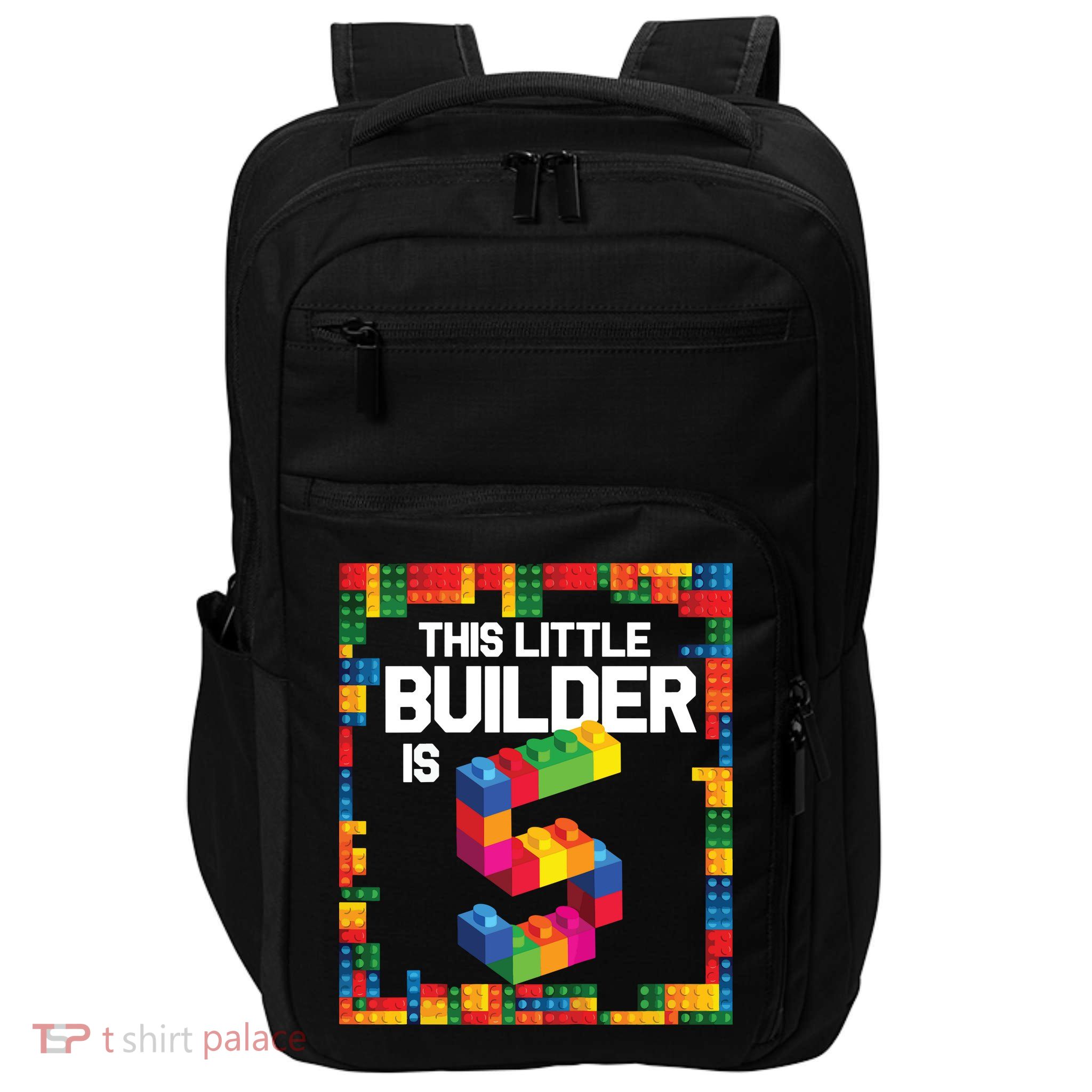5 Year Old Building Blocks Birthday Brick 5th Gift Impact Tech Backpack