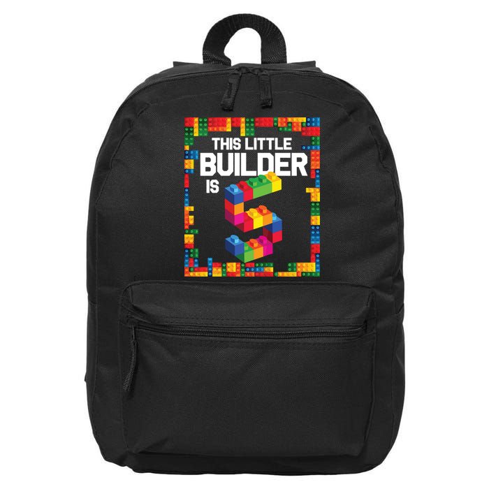 5 Year Old Building Blocks Birthday Brick 5th Gift 16 in Basic Backpack