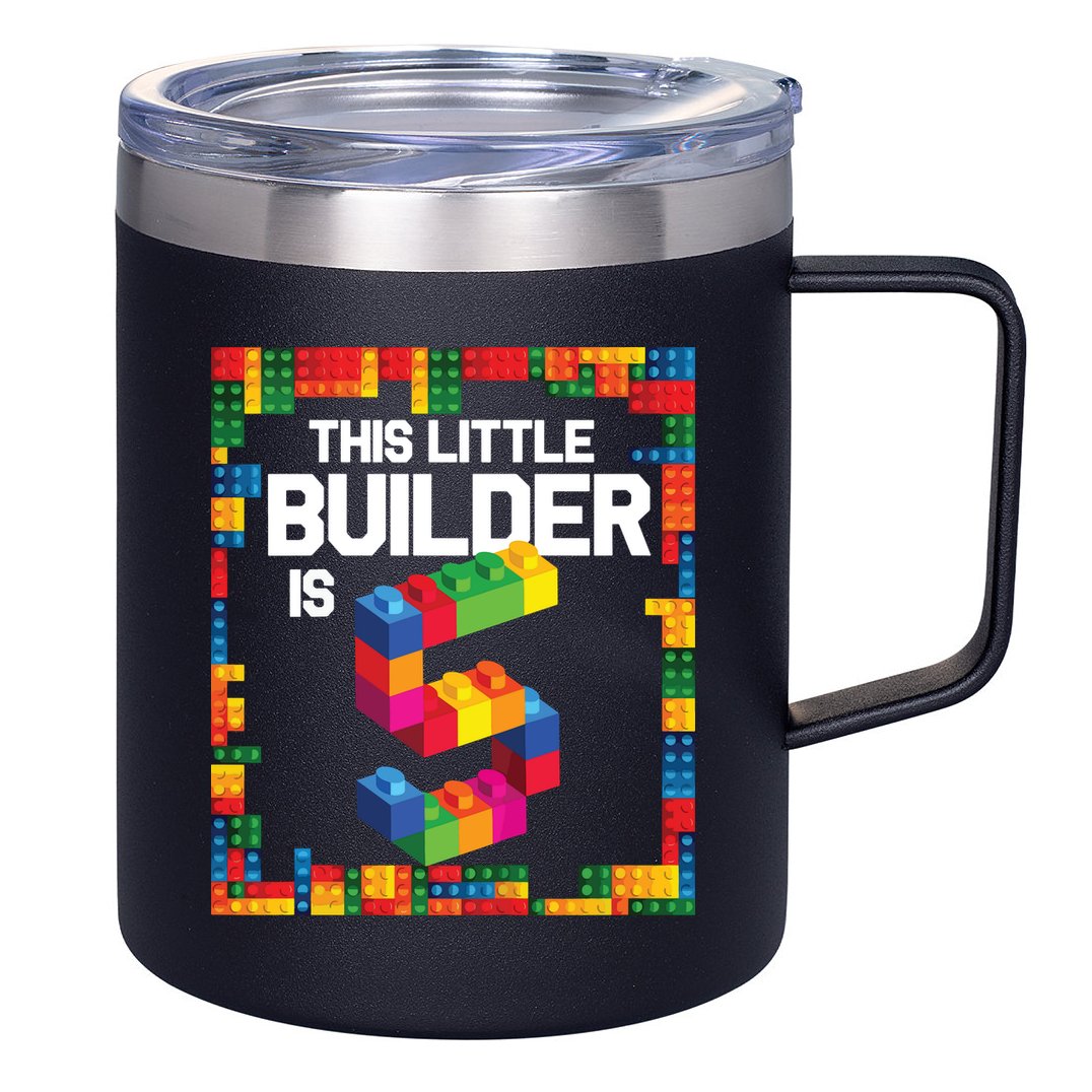 5 Year Old Building Blocks Birthday Brick 5th Gift 12oz Stainless Steel Coffee Mug