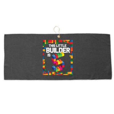 5 Year Old Building Blocks Birthday Brick 5th Gift Large Microfiber Waffle Golf Towel