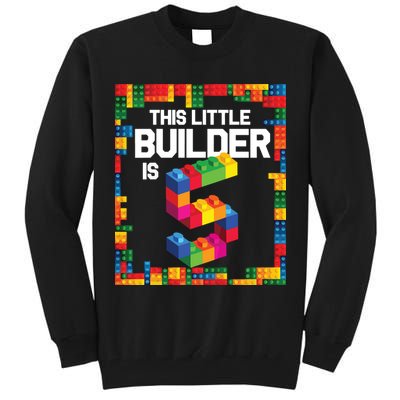 5 Year Old Building Blocks Birthday Brick 5th Gift Tall Sweatshirt